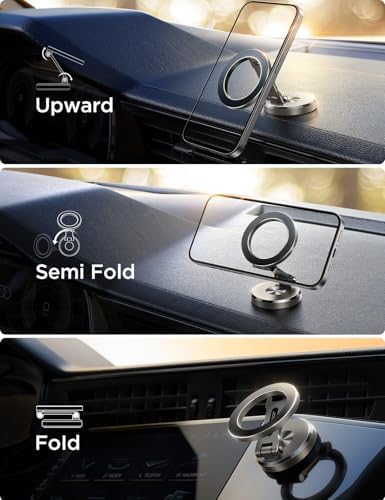 JOYROOM i Phone 16/16 Pro Max Mag Safe Car Mount – All Metal Magnetic Holder with 360° Adjustment & N55 Strong Magnets for Secure, Hands-Free Navigation – Compatible with i Phone 12/13/14/15 & Mag Safe Cases in Sleek Space Gray – Ultimate Driving Convenience and Safety