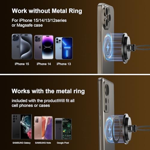 15 W Fast Wireless Magnetic Car Charger with 360° Rotatable Phone Mount – Premium Zinc Alloy Hands-Free Holder for Effortless Driving Convenience and Enhanced Smartphone Compatibility