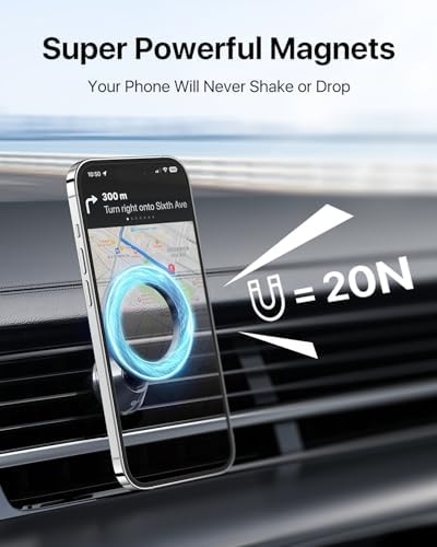 Revolutionize Your Drive with the Andobil Mag Safe Car Mount – Superior Magnetic Grip, Tool-Free Installation | All-Metal 360° Air Vent Holder for i Phone 16/15 & Samsung Galaxy S25, Effortless Navigation & Enhanced Safety on the Go