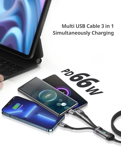 Effortless Charging Solutions: SUPERV 3-in-1 Multi Charging Cable – 4 ft USB C, Lightning & Micro USB Fast Charging Cord for i Phone 16/15 & Galaxy 24/23 – Durable, Tangle-Free Design with Universal Compatibility for All Devices – Maximize Portability & Simplify Your Power Needs
