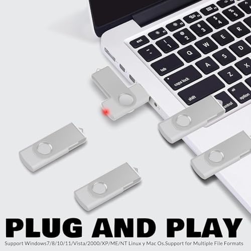 FEWINA 2 GB USB Flash Drive Bulk Pack – 20 Swivel Memory Sticks for Effortless Data Storage & Transfer – Reliable USB 2.0 Jump Drives for Personal, School & Business Use – Compact & Durable Backup Solution in White