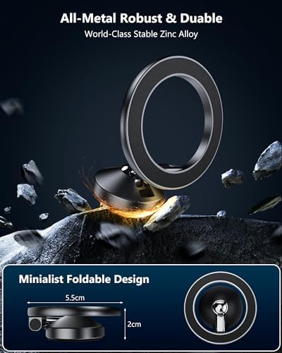2024 Enhanced Mag Safe Car Mount for Dashboard – Premium All-Metal Magnetic Phone Holder with 360° Rotation, Perfect for i Phone 16, 15, 14, 13, 12 Pro Max Plus Mini – Unmatched Stability & Hands-Free Convenience for a Safer Drive