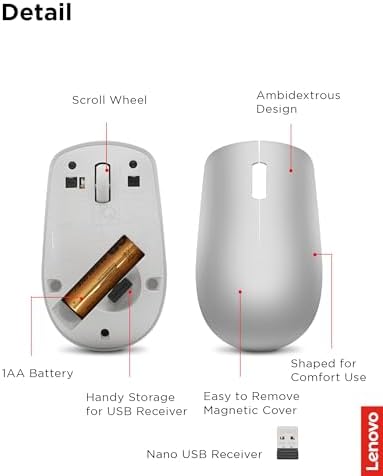 Lenovo 530 Wireless Mouse – Ergonomic Abyss Blue Design with 2.4 GHz Nano USB Receiver, 1200 DPI Optical Sensor for Precision Tracking, Lightweight & Portable for Effortless Navigation, Ideal for Left & Right-Handed Users, Perfect Companion for Work or Travel