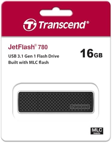 Transcend 16 GB Jet Flash 780 USB 3.0 Flash Drive – Sleek Black High-Speed Portable Storage for Effortless Data Transfer and Ultimate Compatibility