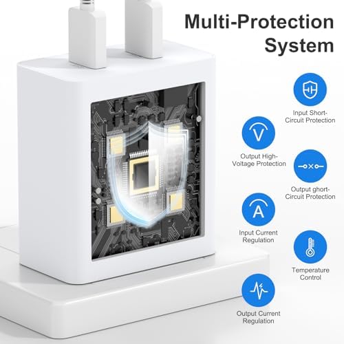 45 W Dual USB-C Fast Charger with 10 FT Cable for i Phone 16 & Galaxy S25 – Rapid Charging Solution for i Pad Pro/Air, Compact & Portable Power Block, Enhanced Device Compatibility
