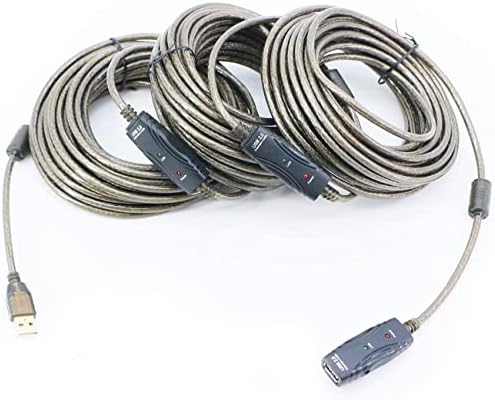PASOW 50-Foot USB 2.0 A Male to A Female Active Extension Cable with Signal Booster and LED Indicator – Optimal High-Speed Data Transfer for Printers, Keyboards, Game Consoles, and More – Perfect for Home & Office Connectivity Solutions