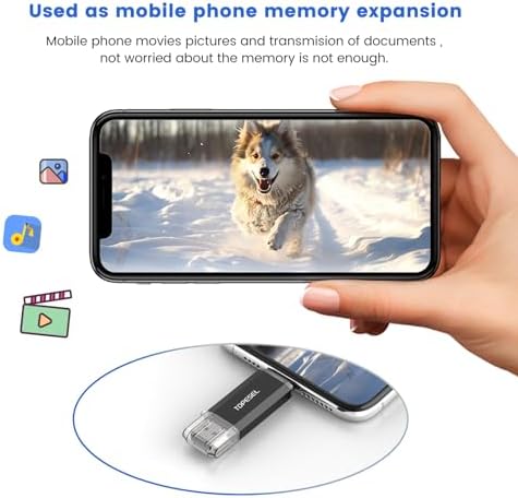 TOPESEL 64 GB Dual Type C USB Flash Drive – High-Speed 2-in-1 Thumb Drive with USB 3.0/3.1 Gen1 Compatibility, LED Indicator, and Portability for Effortless File Sharing Between PCs and Smartphones – Ideal for All Your Data Storage Needs