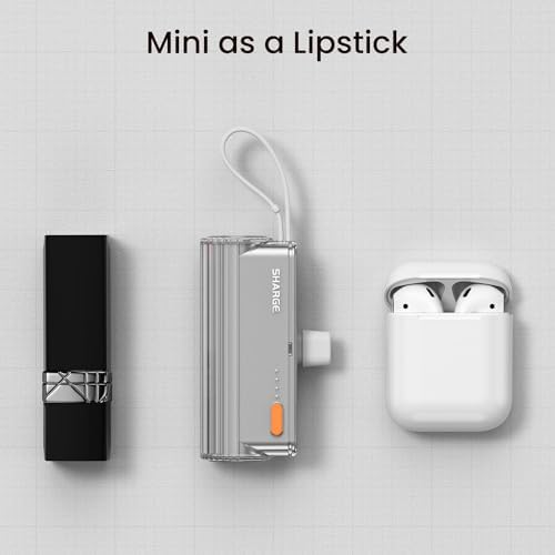 Ultra-Compact 5000 m Ah Flow Mini Power Bank – Versatile Portable Charger with Changeable Plugs, Built-in Cable & Dual USB-C Outputs for Seamless Compatibility with i Phone 16/15/14/13, i Pad, Galaxy S24/23 Ultra – Ideal for On-the-Go Charging