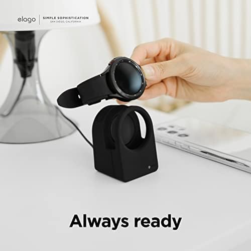 elago GWT3 Charging Dock for Samsung Galaxy Watch 8/8 Classic, 7/Ultra, 6/6 Classic, 5/5 Pro – Stylish Black Stand with Classic Clock Design for Enhanced Charging Efficiency and Desk Organization – No Cable Included – Perfect Smartwatch Accessory for Home and Office