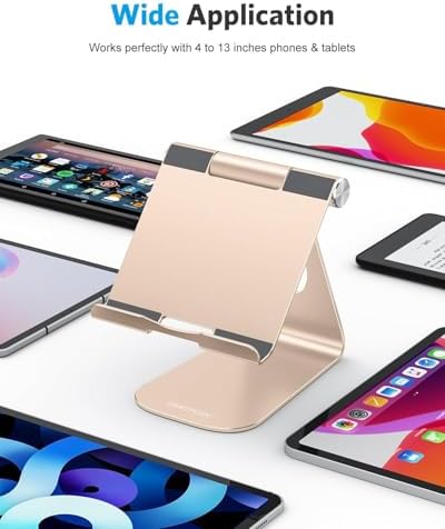 Ergonomic Adjustable Aluminum Tablet Stand – Versatile Cradle for i Pad & Samsung with Multi-Angle Viewing – Perfect for Enhanced Comfort and Productivity at Home, Office, or On-the-Go – Durable, Lightweight Design for All Tablets Up to 13 Inches