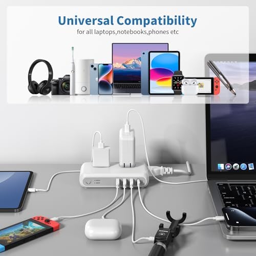 Universal Travel Voltage Converter & 4-Port USB-C Adapter – 220 V to 110 V Step-Down Power Solution for Global Use – 230 W Capacity with Interchangeable Plugs for EU, UK, AU, US & India – Essential for International Travelers and Expatriates