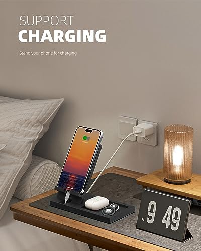 Cell Phone Stand with Tray, Wood Phone Docking Station for Men, Phone Holder for Desk, Men’s Docking Station and Organizer, Wooden Desk Organizer – Enhanced Compatibility and Speed