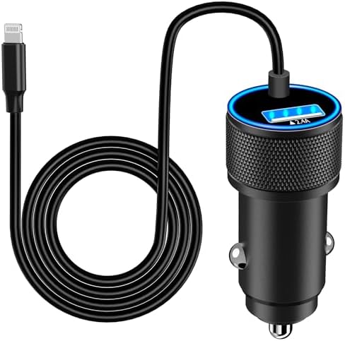 Rombica 105 W MFi Certified Dual USB-C & USB-A Fast Car Charger for i Phone 16 Pro Max – Ultimate Portable Power Solution with 6 FT Coiled Type-C Cable for Rapid Charging on the Go, Perfect for Road Trips and Daily Commuting