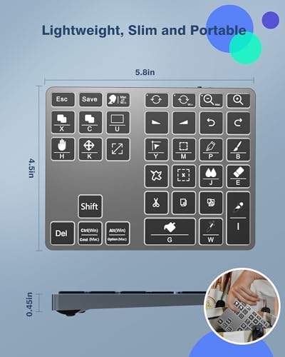 Revolutionize Your Artistry with the Ultimate Wireless Shortcut Keyboard for Clip Studio Paint – Rechargeable Bluetooth Keypad Featuring 35 Customizable One-Handed Shortcut Keys for Effortless Creativity on Windows, Mac, i OS & Android. Enhance Your Workflow with Seamless Compatibility and Unmatched Portability!