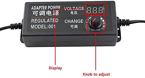 Yetaida Adjustable AC/DC Power Adapter 9 V-24 V 3 A with Digital LCD Display – Ideal Electric Supply for LED Strips and Household Devices, Compact 5.5 x 2.5 mm Connector for Ultimate Versatility and Performance Monitoring