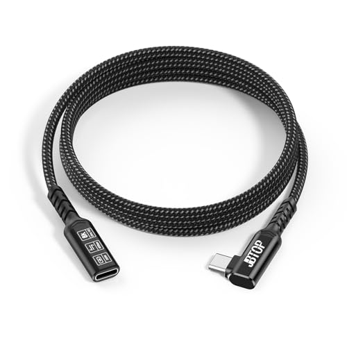 Innovative L-Shaped USB C Extension Cable (2 Pack, 6.6 Ft) – 240 W Power Delivery, 40 Gbps High-Speed Data Transfer, Durable Nylon Braided Design for i Phone 16, i Pad, Mac Book & Mag Safe – Optimal Flexibility for Tightly Spaced Connections