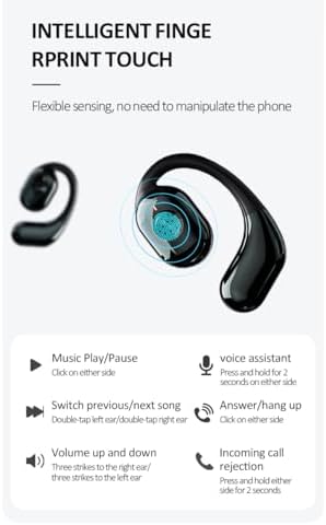 Revolutionary Open Ear Bluetooth 5.3 Headphones with Smart Battery Display – Uninterrupted 30-Hour Playtime, IP4 Waterproof for Ultimate Active Performance, Ideal for Cycling, Running, and Fitness – Experience Unmatched Comfort and Awareness in Black