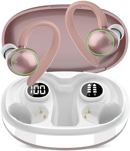 Ultimate Wireless Earbuds with Bluetooth 5.3 – Sport-Ready Headphones Featuring Advanced ENC Noise Cancellation, 48-Hour Battery Life, Secure Fit Earhooks, Deep Bass Sound, and IP7 Waterproofing for Peak Performance – Sleek Black Design for Active Users