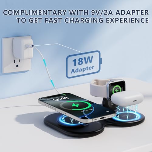 Revolutionize Your Charging Experience: 2025 Portable Wireless Mag-Safe 3-in-1 Charger for i Phone 12-16 Pro Max, Apple Watch & Air Pods – Fast, Travel-Friendly, Enhanced Magnetic Alignment for Effortless Power on the Go