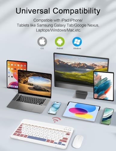 Sleek Wireless Keyboard and Mouse Combo – Rechargeable Bluetooth & 2.4 GHz USB for i Pad, Smartphone, PC & Laptop – Ergonomic Design for Ultimate Comfort in White – Elevate Your Workspace Efficiency!