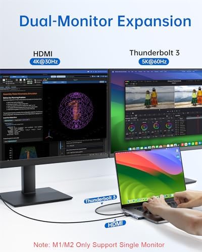 Revolutionize Your Workspace with the Ultimate 13-in-1 USB C Docking Station – Dual Monitor Multiport Adapter for Seamless Triple Display, Featuring 2 HDMI, Display Port, 8 USB Ports, Gigabit Ethernet, and Audio Output – Perfect for Mac Book, Dell, HP, Lenovo Think Pad, and Surface – Unmatched Performance and Connectivity for Enhanced Productivity