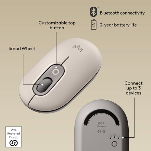 Logitech POP Wireless Mouse in Heartbreaker Rose – Customizable Emojis, Silent Click Technology, Precision Scrolling & Multi-Device Compatibility for Effortless Navigation and Personal Expression