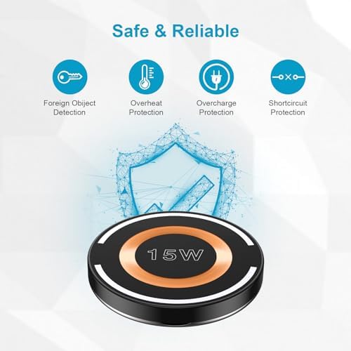 15 W Ultra-Fast Magnetic Wireless Charger for Samsung Galaxy and i Phone – High-Speed Charging Pad Compatible with S25 Ultra, S24, S23, Pixel 9 & i Phone 16 Pro Max – Sleek Design with Safety Features for Home and Office Use