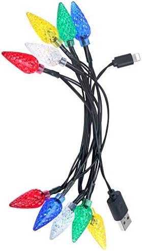 Illuminate Your Holiday Season with LED Christmas Light Phone Charger Cord – USB Charging Cable for i Phone 14/13/12/11 Pro/XS/XS Max/XR/X/8 Plus/8/7 Plus/7/6 s/6/5 s/5 c/5 & i Pads – 10 Multicolored LED Lights for Festive Charging (Black, 2-Pack) – Perfect Holiday Gift for Tech Lovers and Seasonal Decor Enthusiasts!