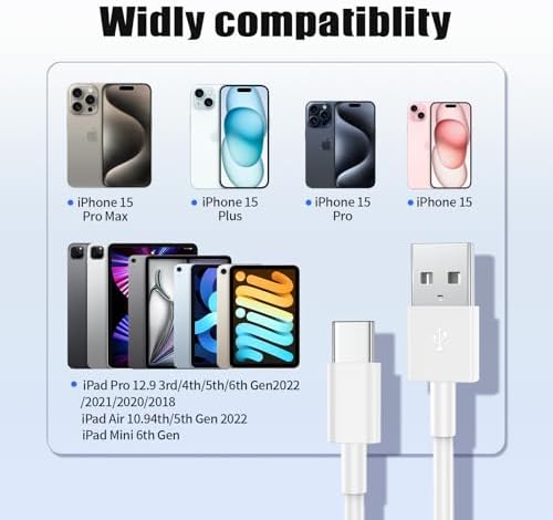 3ft / 6ft Car Carplay Cable for Apple iPhone 16 Pro/16/15 Pro Max/15 Plus/15, Long USB A to USB C Car Play Charger Cord, iPad Pro 12.9/11,10th,Air 5th/4th,iPad mini 6th Gen Charging Cable 3/6 Feet – Enhanced Compatibility and Speed