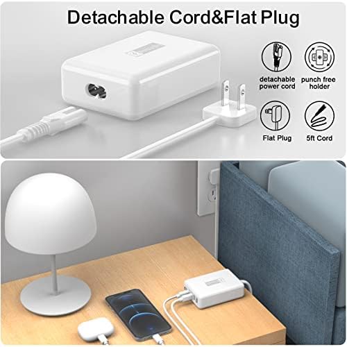 100 W USB-C 5-Port Charging Hub: Premium Fast Charger for i Phone, i Pad, Mac Book & Samsung – Compact Travel Power Station with Flat Plug Design for Space-Saving Efficiency and Universal Device Compatibility