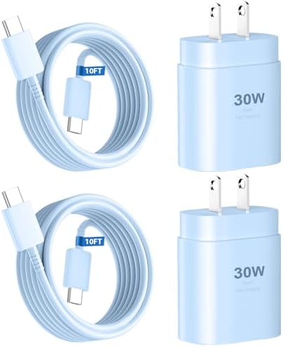 30 W Ultra-Fast USB C Wall Charger with 10 FT Cable in Stylish Purple Gradient | Rapid Charging Solution for Phone 15 Series & S24 Ultra Plus | Compact & Versatile Power Adapter for Modern Devices