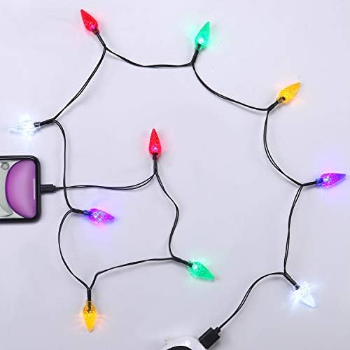 Illuminate Your Holiday Season with LED Christmas Light Phone Charger Cord – USB Charging Cable for i Phone 14/13/12/11 Pro/XS/XS Max/XR/X/8 Plus/8/7 Plus/7/6 s/6/5 s/5 c/5 & i Pads – 10 Multicolored LED Lights for Festive Charging (Black, 2-Pack) – Perfect Holiday Gift for Tech Lovers and Seasonal Decor Enthusiasts!