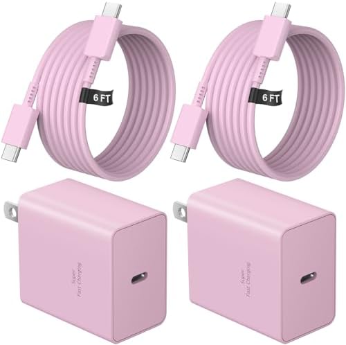 45 W Type C Fast Charger 2-Pack – 6 ft USB-C Charging Cable for i Phone 15/16, i Pad Pro, Galaxy S21-S25 – Vibrant Yellow for Style and Efficiency – Superior Compatibility and Safety Features for Quick Device Power-Up