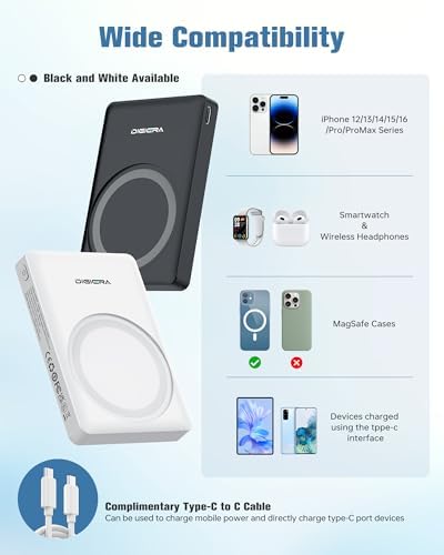 5000 m Ah Wireless Magnetic Power Bank with 15 W Fast Charging – Dual Device Charger for i Phone 16/15/14/13/12, Smartwatches & Earbuds – Compact Travel-Friendly Design with 20 W Output & Smart Safety Features for Reliable Power On-the-Go