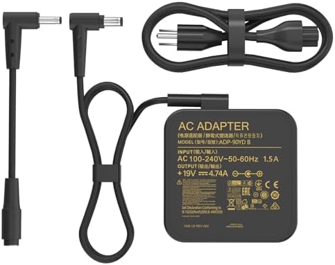 Power Up Your Gaming Experience with the 90 W ASUS ROG Strix Laptop Charger – Ultra-Fast Charging for PG Series & TUF Gaming Models – Multi-Protection Safety Features Included – Compatible with Multiple ASUS Laptops Including Vivobook and Expertbook – Reliable AC Input 100-240 V for Global Use – High-Performance DC Output 19 V at 4.74 A – Versatile Connector Sizes 5.2 mm, 2.5 mm, 4.5 mm, and 3.0 mm – Maximize Your Productivity with Enhanced Compatibility Across ASUS Models – Ideal Replacement Adapter for Gaming Enthusiasts and Professionals – Engineered for Efficiency and Durability to Keep You Powered On-The-Go – Perfect for Those Seeking a Robust and Dependable Power Solution for Their ASUS Laptops – Upgrade Your Charging Game Today!