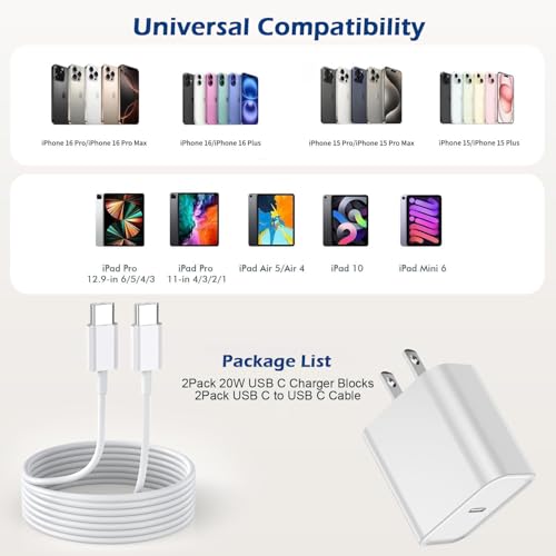 Ultimate 10 FT Fast Charging i Phone Bundle: USB C to Lightning Cable & Type C Wall Adapter – Unmatched Speed & Convenience for i Phone 14/13/12/11/X Models – Dual Pack for Home & Office Use – Premium Quality Charging Solution