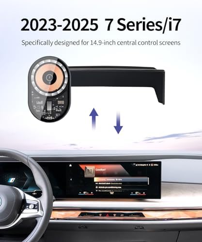 Wireless Charging car Phone Holder for 2023 2024 2025 BMW 7 Series/i7 Accessories 14.9-inch Screen Fixed Clip,360° Rotation car Phone Mount Compatible with MagSafe – Enhanced Compatibility and Speed