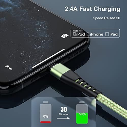 Essri 10 FT Nylon Braided i Phone Charger Cord 2-Pack – Fast Charging Lightning Cable for i Phone 14, 13, 12, 11, X, XS, XR, and 15 – Durable Blue 10 Foot Charging Solution for Ultimate Convenience and Style