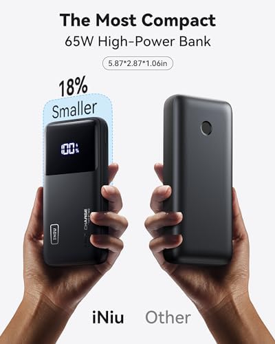 Ultimate INIU Power Bank 20,000 m Ah – 65 W Compact Fast Charger for Laptops, Tablets & Smartphones – Multi-Device USB-C Travel Power Bank with PD & QC Technology – Ideal for Mac Book, i Pad, Steam Deck, i Phone 16/15, Samsung Galaxy S22 – Unmatched Portability & Efficiency