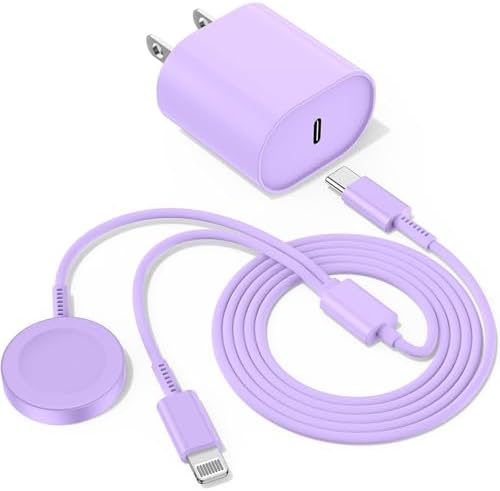 Revolutionary 2-in-1 USB C Charger for Apple Watch & i Phone – 6 FT Magnetic Fast Charging Cable with USB-C Wall Adapter – Compatible with Apple Watch Series 8/7/6/SE/5/4 & i Phone 14/13/12 – Ultimate Convenience & Enhanced Durability for On-the-Go Charging Solutions