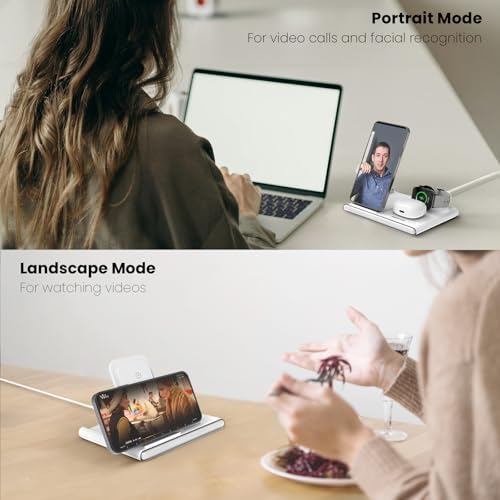 Transform Your Charging Routine with the Jabees Power Glow 4-in-1 Wireless Charging Station – Fast Qi Technology for i Phone 15/14/13, Samsung Galaxy, Apple Watch, and Air Pods Pro – Sleek Black Design with Dual-Color LED Night Light for Enhanced Ambiance and Efficiency – Perfect for Tech-Savvy Individuals Seeking Organization and Style