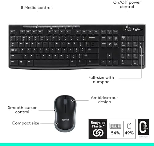 Logitech K270 Wireless Keyboard – Full-Size, 2.4 GHz Connectivity, 8 Multimedia Keys, 2-Year Battery Life, Stylish Rose Color for PCs and Laptops – Ultimate Comfort and Reliability for Productive Workspaces