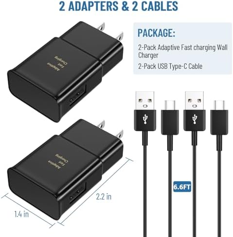 Fast Charging USB Type C Cable for Samsung Galaxy Devices – 6.6 Ft Durable Charger Cord for S25/S24/S23/S22/S21/S20/S10 Series, Note 8/9/10/20 – Enhanced Power Delivery and Universal Compatibility for Optimal Performance
