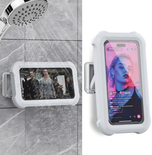 Shower Phone Holder Waterproof,480° Rotating Wall Phone Holder Mount with HD Touch Screen Guardian Phone up to 7 inch for iPhone 15 14 13 12 Pro 11 XR Max Samsung Galaxy S21 – Enhanced Compatibility and Speed