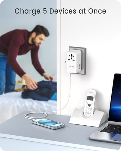 LENCENT 20 W Fast Charging Universal Travel Adapter – Compact International Power Converter with Dual USB and USB Type-C Ports – Ultimate Solution for Worldwide Device Charging in USA, UK, EU, and AUS (Black) – Reliable and Safe Charging for Global Explorers