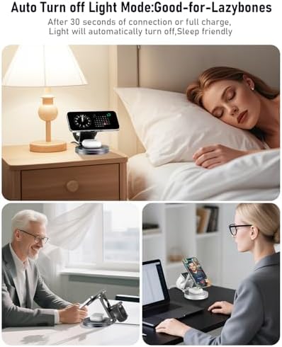 Elevate Your Charging Experience: 2025 Advanced Qi2 Foldable Rotatable 3-in-1 Magnetic Wireless Charger for Apple i Phone 12-16, i Watch, Air Pods, Samsung Devices – Premium Zinc Alloy Design with 30 W Fast Adapter Included – Ultimate Compatibility & Space-Saving Convenience