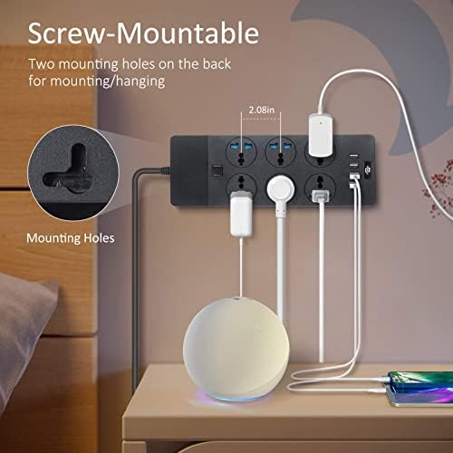 Jumpso 3000 W Universal Power Adapter with 4 Fast-Charging USB Ports (1 USB-C) – 6 ft Heavy-Duty Extension Cord for Global Travel & Home Office Use – Versatile Power Strip with International Outlets, Safe Overload Protection, and Sleek Design for Effortless Device Connectivity