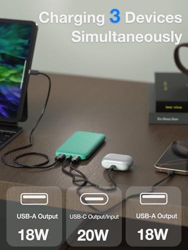 High-Speed 20 W Portable Charger – 10,000 m Ah Fast Charging Power Bank with USB-C PD & QC 3.0 for Ultimate Device Compatibility – Slim, Lightweight Battery Pack for i Phone & More – Perfect for On-the-Go Power Needs