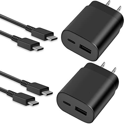 Ultra-Fast 25 W Type C Charger Duo – Premium USB-C Wall Charger for Samsung Galaxy S23/S23 Ultra/S22/S21 Series – Quick Charging Block with Enhanced Compatibility and Sleek Design for Home & Travel – 2-Pack Black