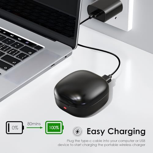 Portable Wireless Charging Case for Oura Ring Gen3 Size 7 – Efficient Charging Box with 600 m Ah Battery for Smart Ring – Compact Black Travel Charger with Auto Shutdown Feature – Quick 80-Minute Recharge for Enhanced Compatibility and Convenience